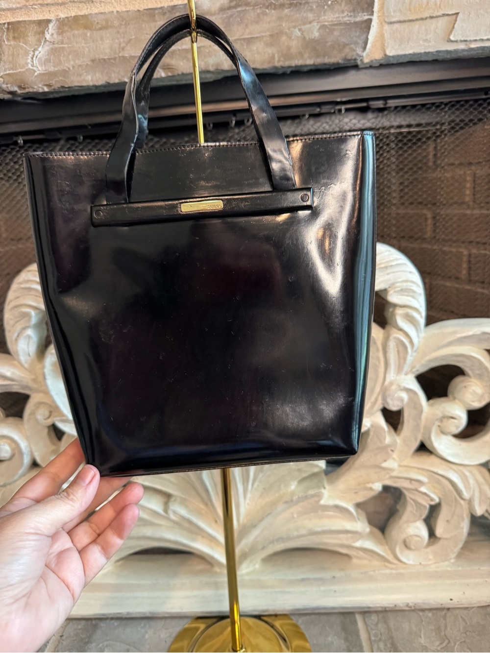 Gucci Black Patent Tote Bag with Baby Pouch